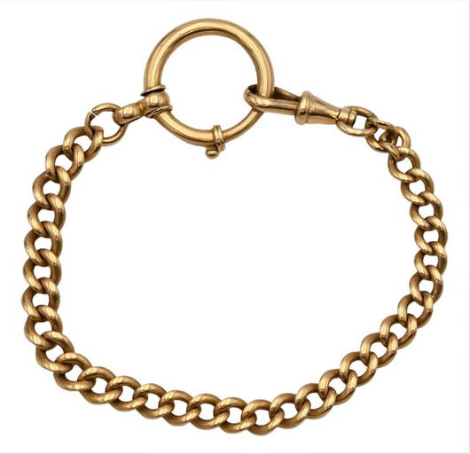 18 Karat Gold Watch Chain, Length 7 1/4 Inches, 16.8 Grams.