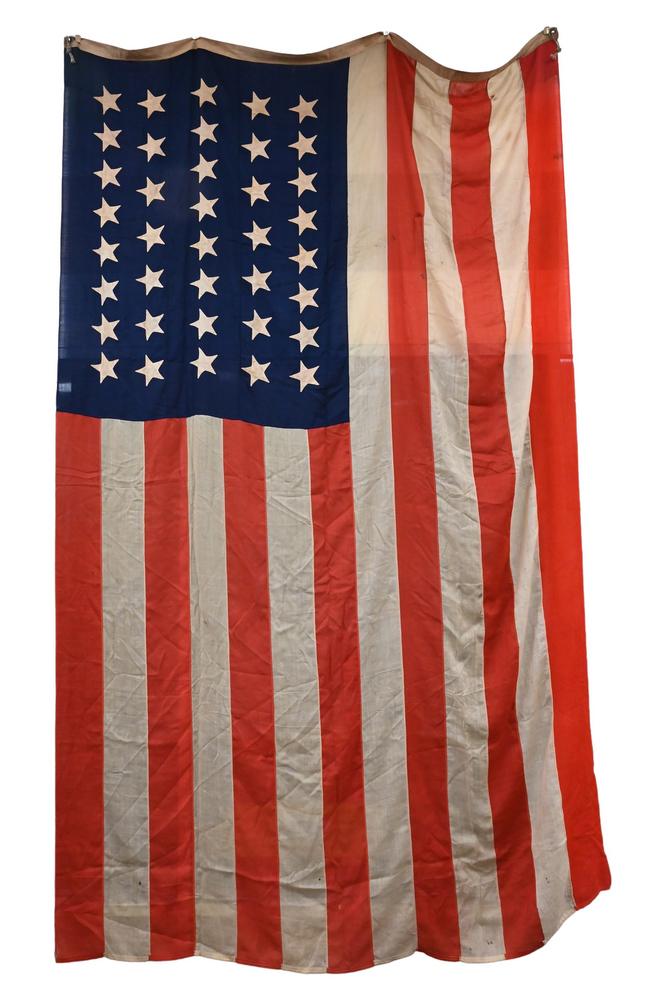 Large United States 38 Star American Flag, approximately 7' x 12'.: Large United States 38 Star American Flag, approximately 7' x 12'.