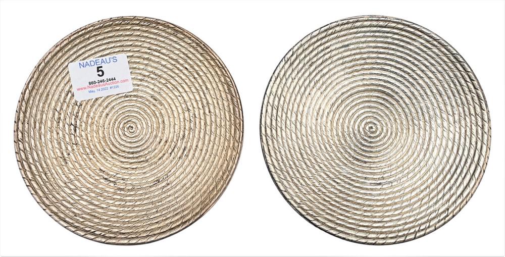 Pair Tiffany & Company Makers sterling silver round plates, coil design, diameter 5 3/4 inches, 11 (1 of 4)