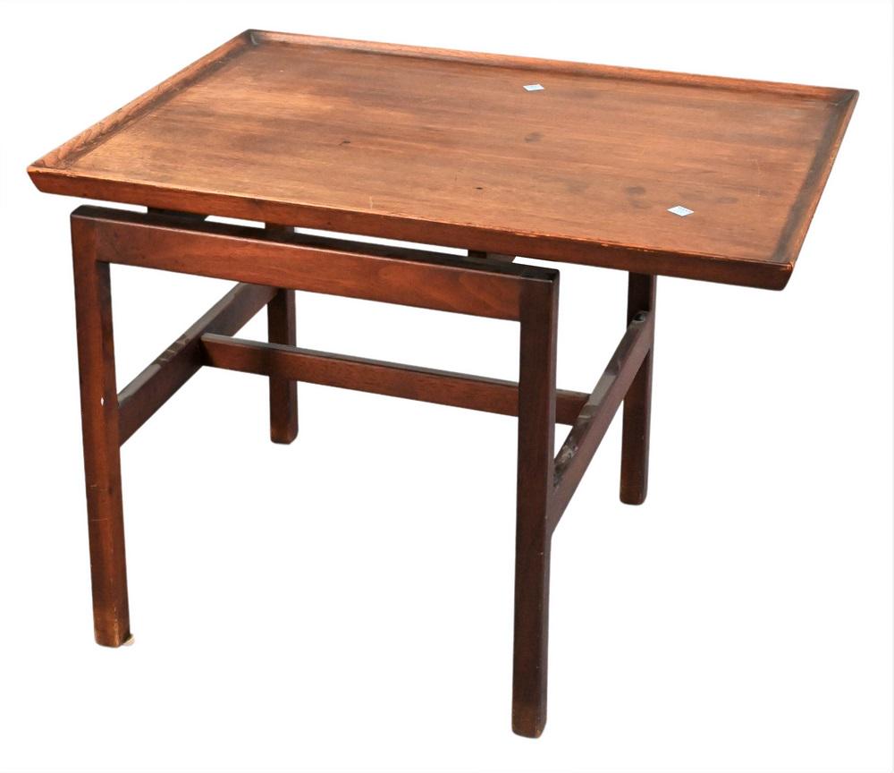 Jens Risom Walnut Floating Top Side Table, height 22 inches, top 21" x 30". (1 of 4)