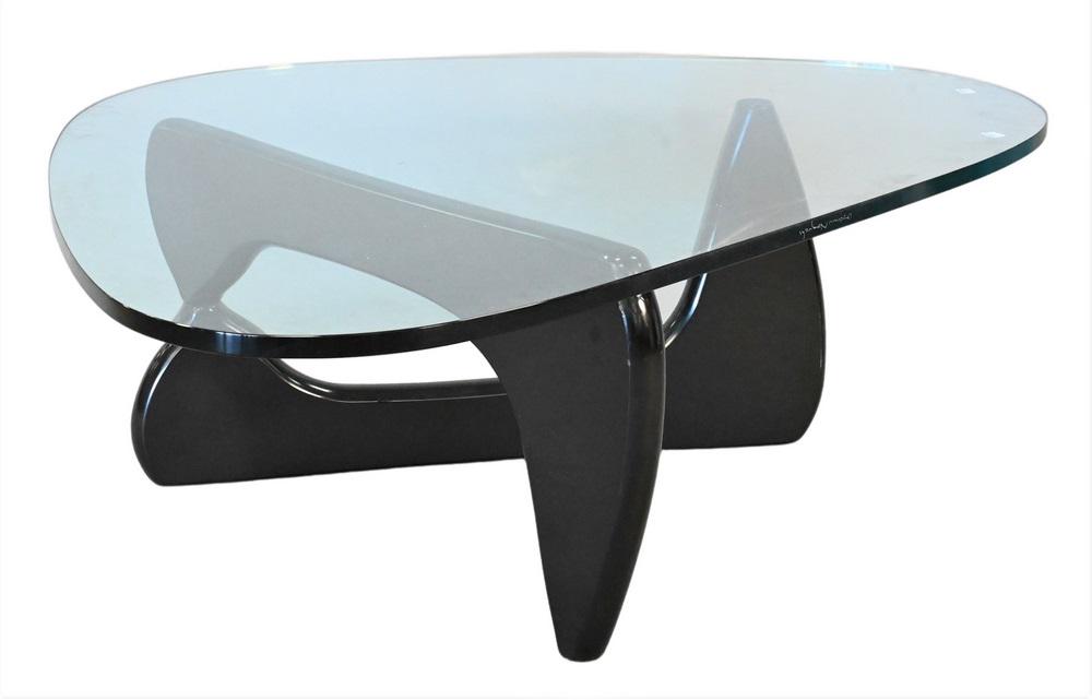 Herman Miller Noguchi Coffee Table, having 3/4 inch glass, signed, height 16 inches, length 51 (1 of 4)