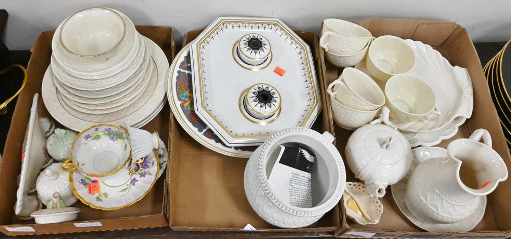 Group of Miscellaneous China and Porcelain, to include Belleek shell dish, plates, cups, saucers, (1 of 5)