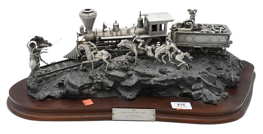 Michael Boyett Pewter Sculpture, Attack on the Iron Horse, limited edition sculpture, height 7 (1 of 6)