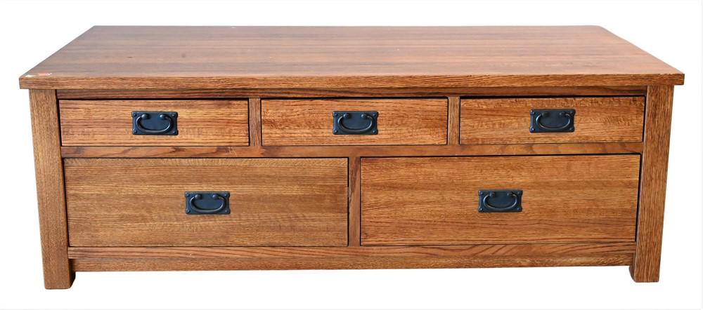 Michaels for Restoration Hardware Coffee Table, having five cedar lined drawers on either side, (1 of 4)