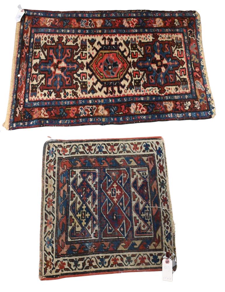 Four Piece Lot, to include three Oriental throw rugs, one bag face, two Heriz, and one Hamadan; 1' (1 of 4)
