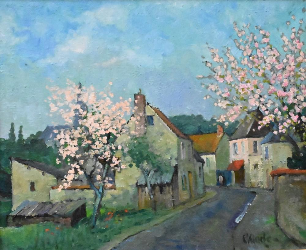 Constantin Kluge (1912 - 2003), street scene with blossoming trees, oil on canvas, signed lower (1 of 5)