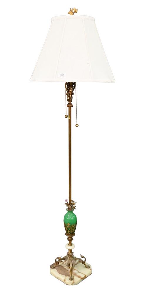 Victorian Floor Lamp, having scrolled base with flowers, height 64 inches. (1 of 4)
