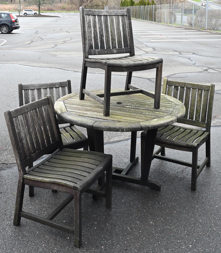 New River Brazilian Cherry Five Piece Outdoor Set, to include a table, (top with small (1 of 4)