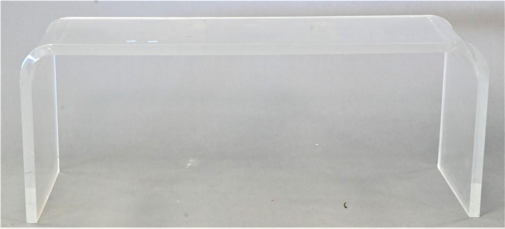 Petite Lucite Waterfall Coffee Table, height 16 1/2 inches, length 40 inches, width 16 inches. (1 of 3)