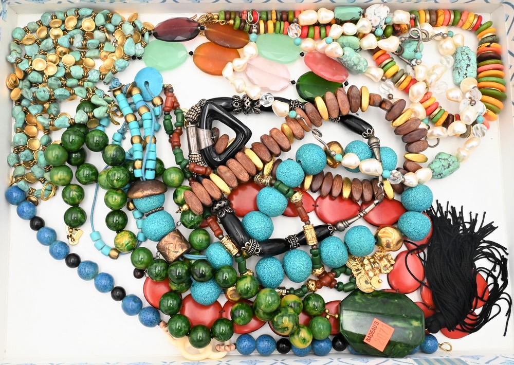 Group of Necklaces, to include Enrico sterling pearl turquoise necklace, Kenneth Lane, etc. (1 of 5)