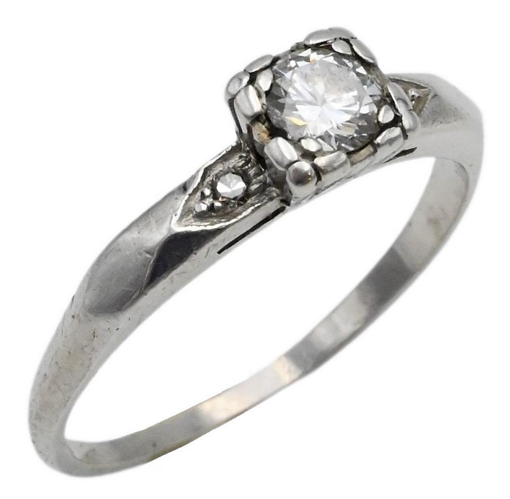 Platinum and Diamond Ring, set with diamond approximately .35 carats, 4.3 grams, size 8. (1 of 3)
