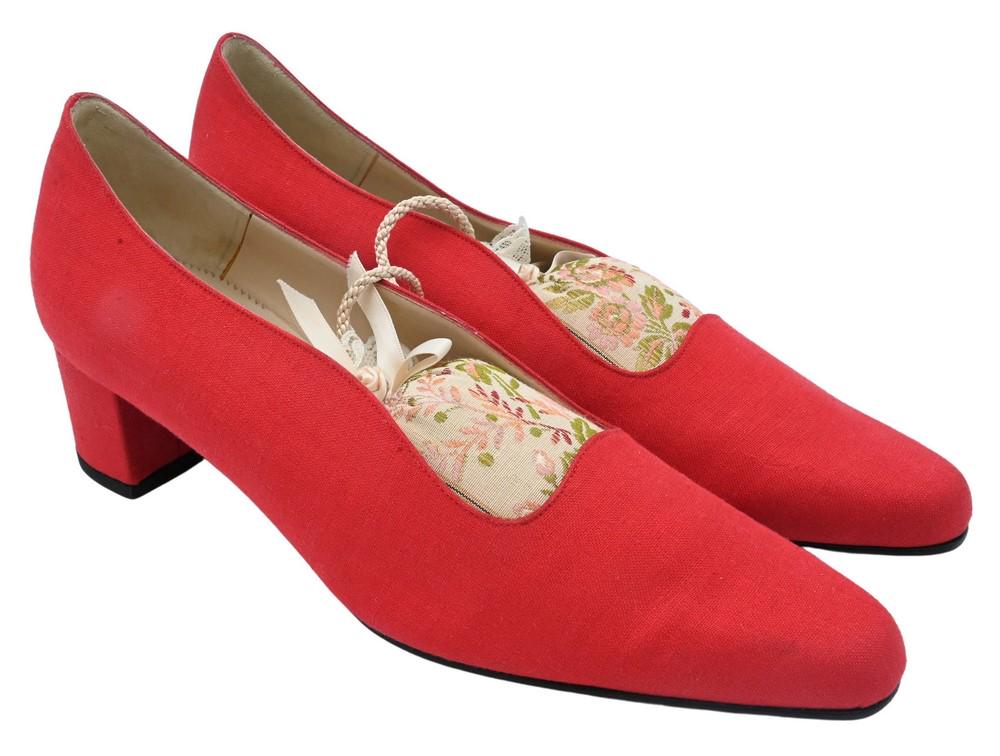 Christian Louboutin Shoes/Pumps, red cloth with red leather bottoms, size 39 1/2, new condition. (1 of 5)