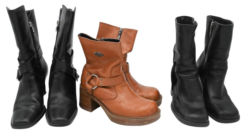 Three Pairs of Women's Harley-Davidson Leather Boots, size 6 1/2. (1 of 6)