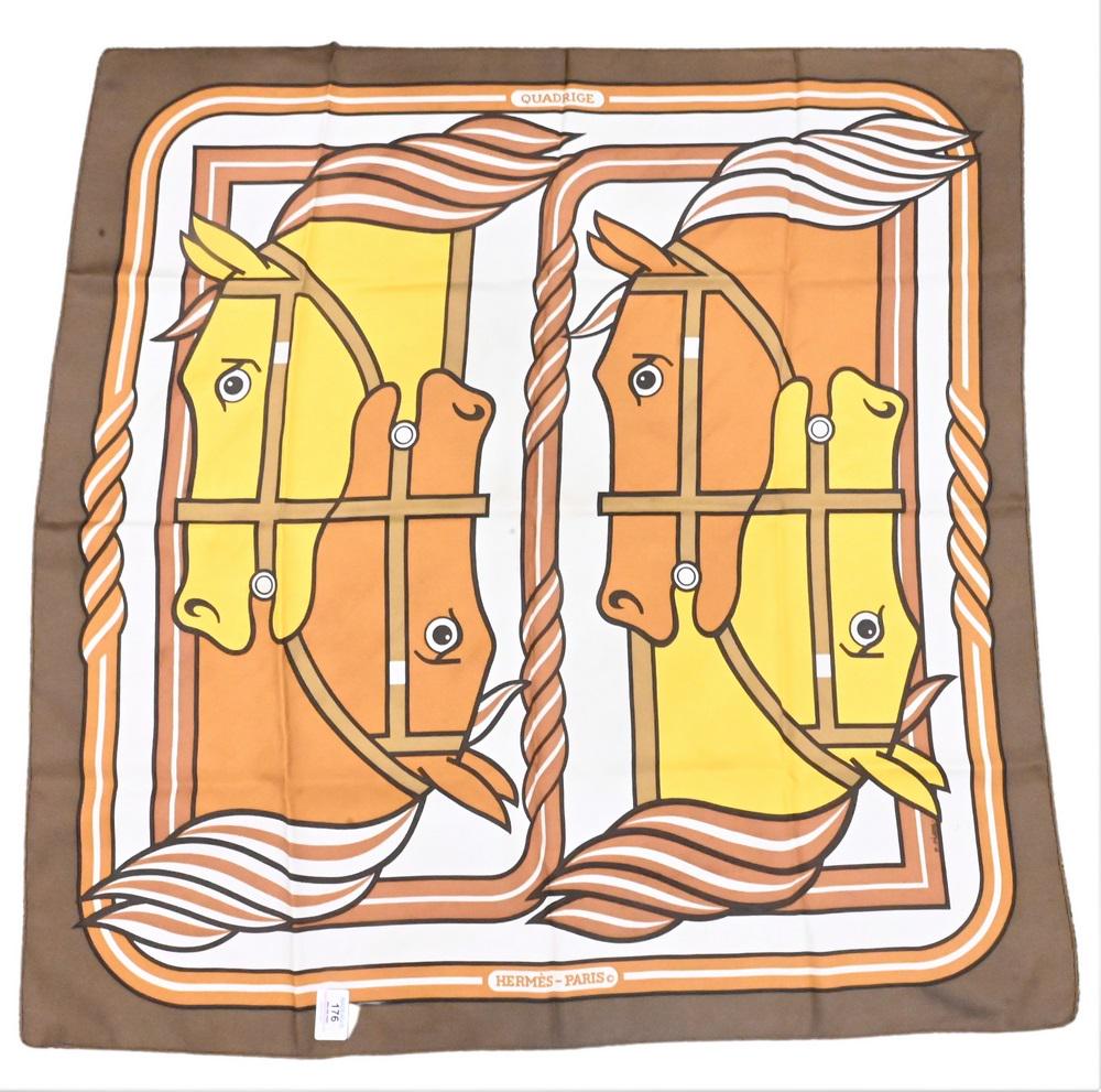 Hermes Paris "Nano Quadrige" Silk Scarf, 34" x 34". (1 of 5)