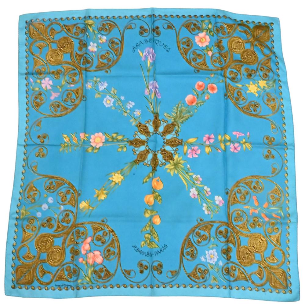 Hermes Paris "Arabesques" Silk Scarf, 34" x 34".: Hermes Paris "Arabesques" Silk Scarf, 34" x 34".