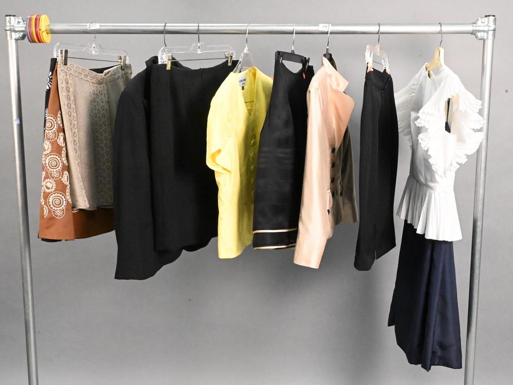 11 Piece Vintage Couture Lot, to include a two-piece Albert Nipon skirt and blazer, size 8; a: 11 Piece Vintage Couture Lot, to include a two-piece Albert Nipon skirt and blazer, size 8; a two-piece Anne Klein skirt and blazer, size 12; a two-piece Kay Unger New York women's suit, size 8; a two