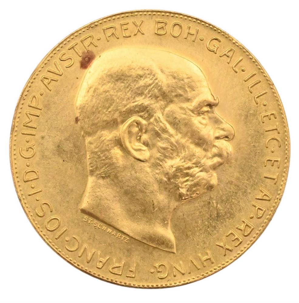 1915 100 Corona Austrian Gold Coins, marked C Corona Francois, .100 cor., 1.090 t.oz.: 1915 100 Corona Austrian Gold Coins, marked C Corona Francois, .100 cor., 1.090 t.oz.