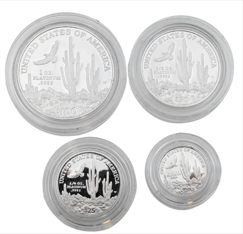Four Piece Platinum Liberty Eagles Proof Set, 1999, 1/10, 1/4, 1/2, along with 1 oz., 1.85 t. oz. (1 of 2)