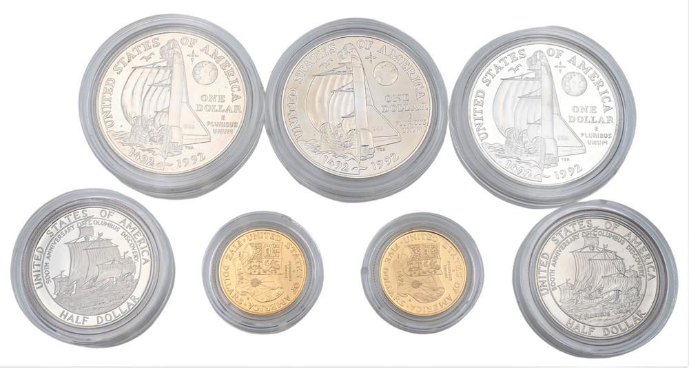 Eight Piece Coin Lot, to include one 5 dollar proof, one uncirculated 5 dollar, along with six 1992 (1 of 2)