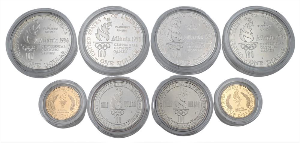 Eight Piece Coin Lot, to include one proof 5 dollar gold, and one uncirculated 5 dollar gold; along (1 of 2)