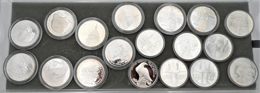 Lot of 18 Coins, to include 8 Olympic coins, 1983 P-D-S uncirculated dollars, 1986 P-D-S (1 of 2)