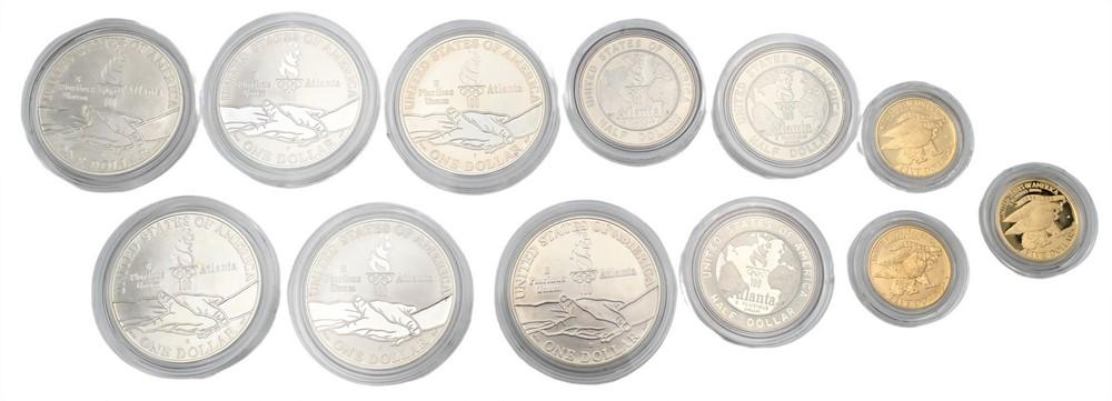 Twelve Piece Coin Lot, to include two proof 5 dollar gold, and one uncirculated 5 dollar gold, along (1 of 2)