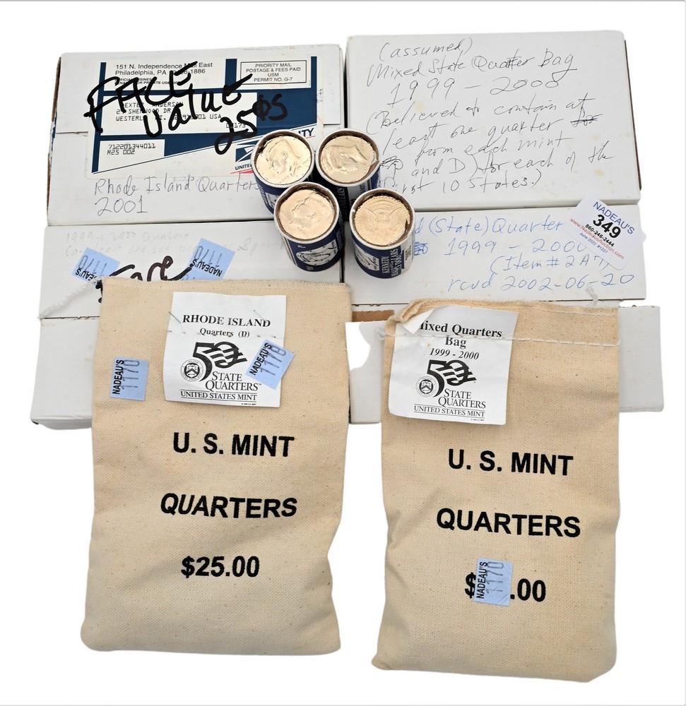 Large Lot of Coins, $161.25 face value quarters, in four boxes, two mint bags, along with $40 rolls (1 of 4)