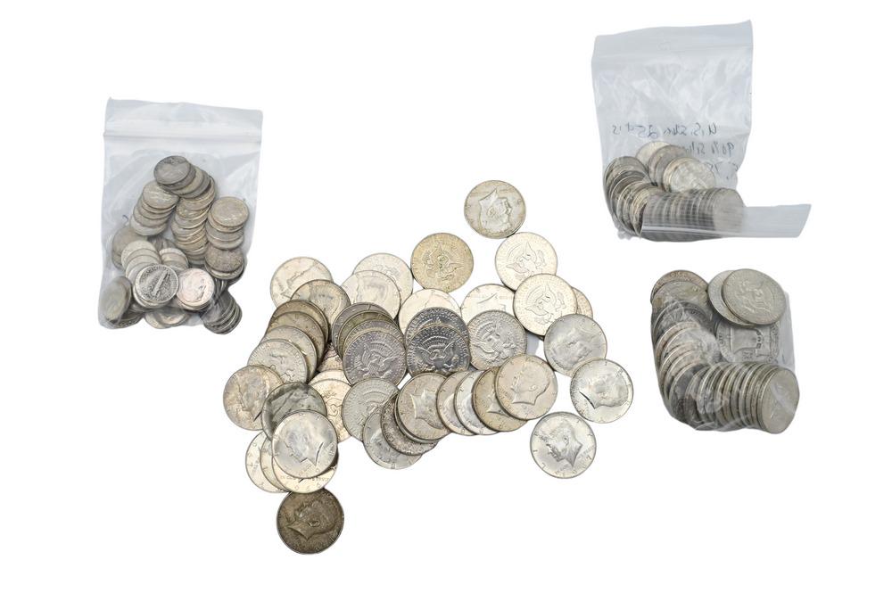 Lot of 44 40% Silver Half Dollars, along with 18 Kennedy 1964 silver half dollars; 8 Franklin half d (1 of 5)