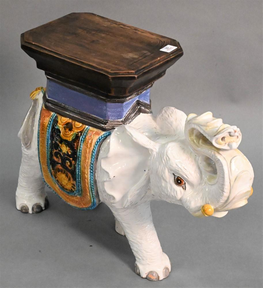Majolica/Earthenware Elephant Garden Set, height 21 1/2 inches, length 28 inches. (1 of 4)