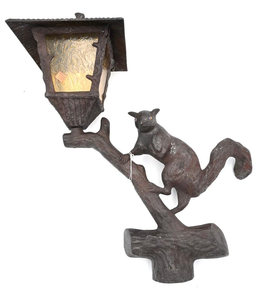 Figural Lamp Post, depicting squirrel climbing a branch, signed at base (1 of 6)