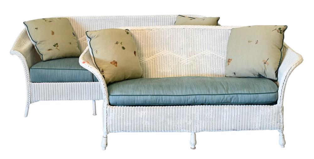 Two Piece Wicker Lot, to include sofa, loveseat, both near matching, width 62 inches and 73 1/2 (1 of 3)