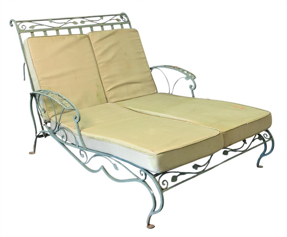 Double Iron Lounge, along with cushions, length 76 inches, width 49 inches. (1 of 4)