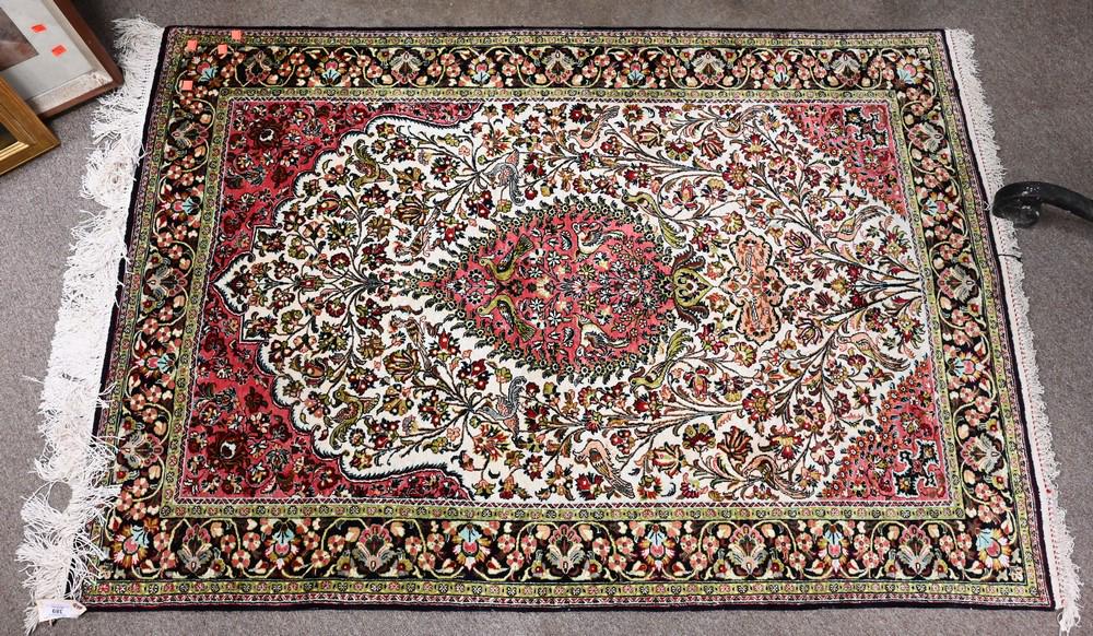 Oriental Silk Throw Rug, 3' 5" x 5' 3". (1 of 5)