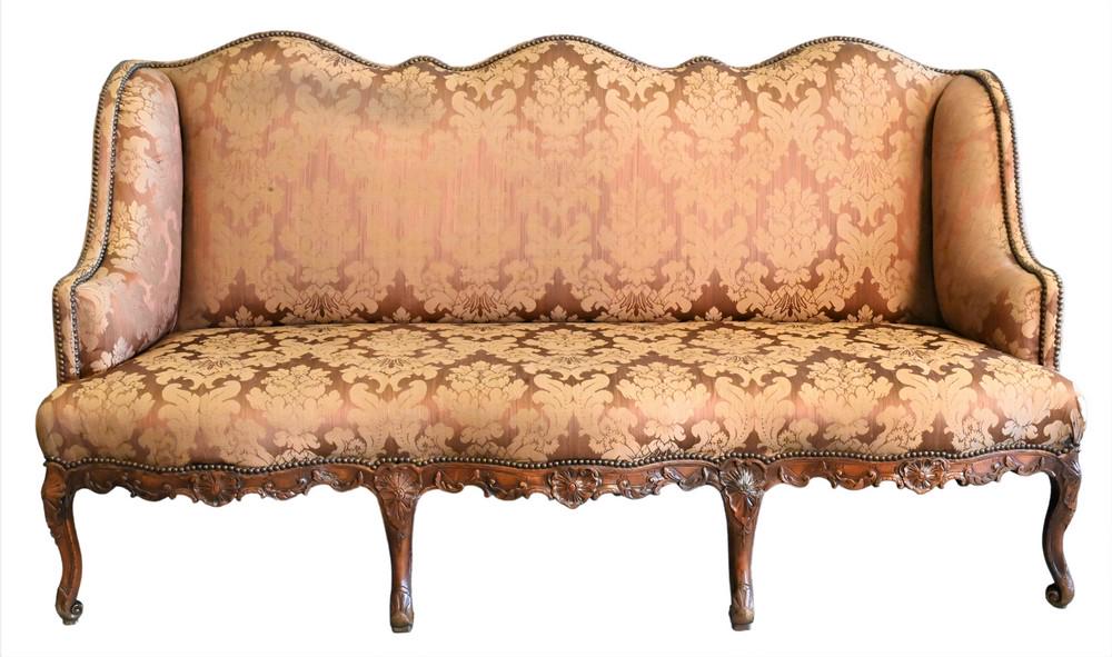 Louis XV Style Sofa, having serpentine top, 18th/19th century, height 42 inches, length 78 inches. (1 of 4)