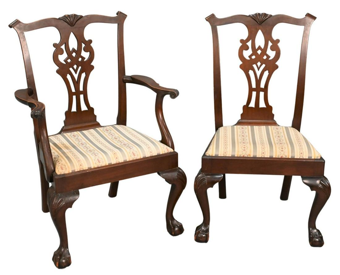 Set of Six Custom Handmade Chippendale Style Mahogany Dining Chairs (1 of 5)