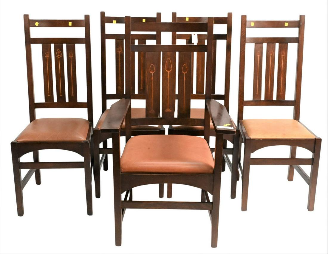 Five Stickley Harvey Ellis Design Mission Oak Chairs (1 of 5)
