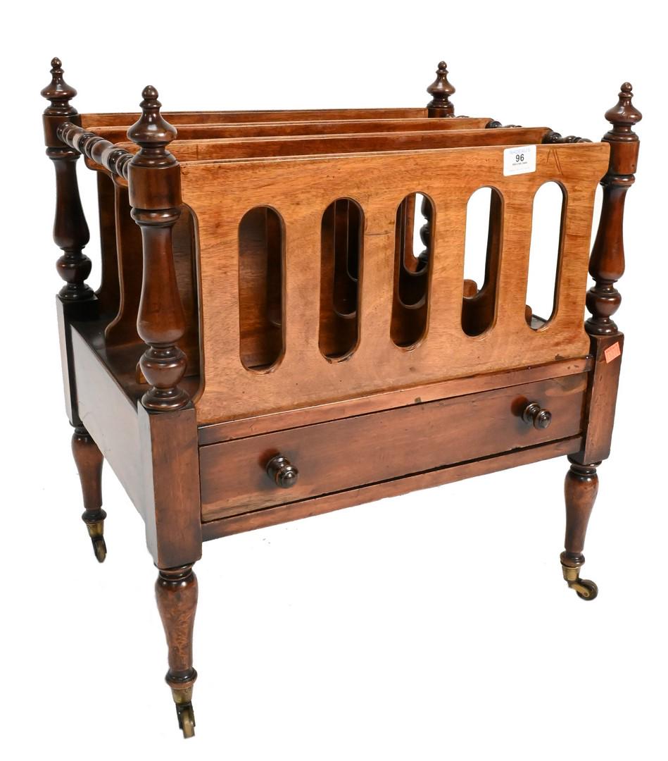 George IV Mahogany Canterbury: George IV Mahogany Canterbury, height 24 inches, top 15" x 20 1/2". Provenance: Estate of Peter Tillou, Litchfield, Connecticut.