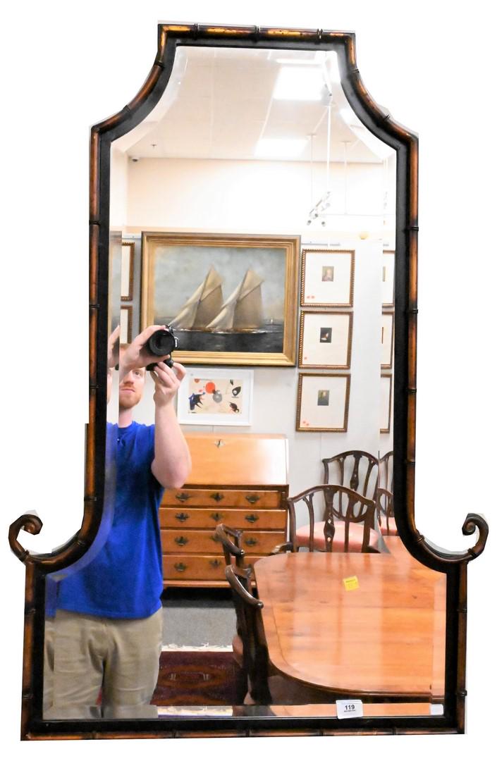 Uttermost Chinese Chippendale Faux Bamboo Mirror: Uttermost Chinese Chippendale Faux Bamboo Mirror, having beveled glass, 41" x 27".