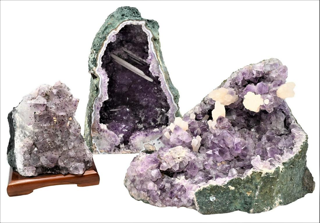 Group of Three Amethyst Quartz Geode Specimens (1 of 5)