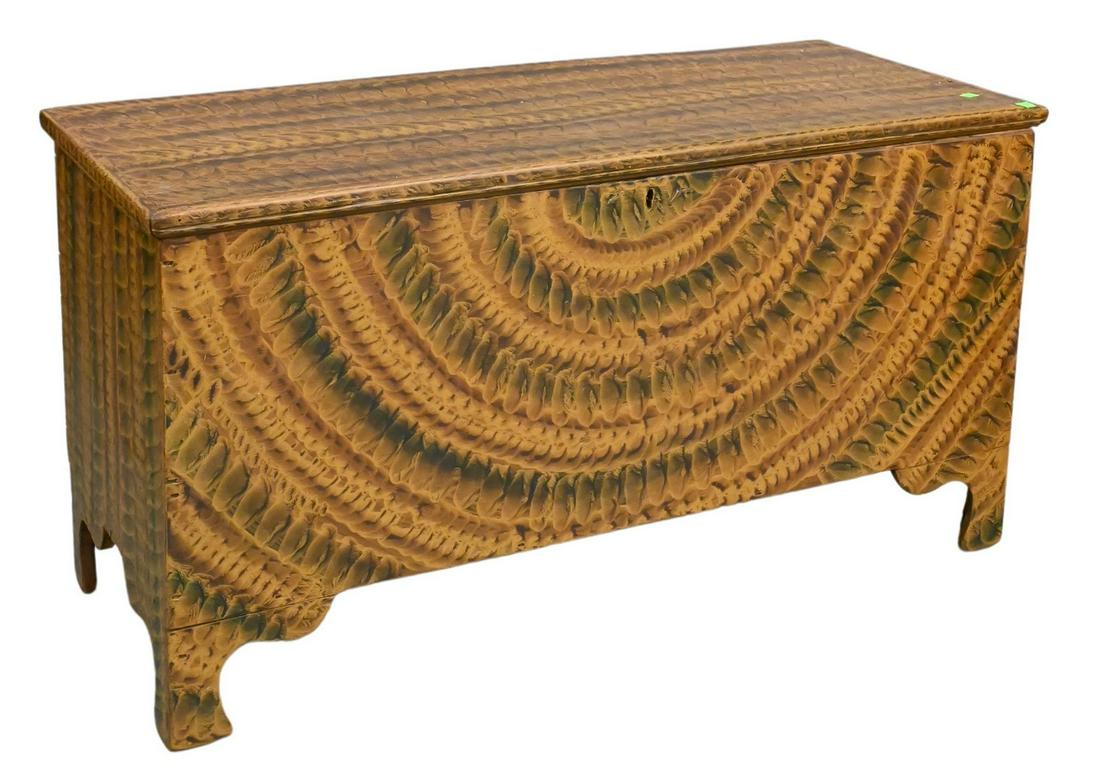 Chippendale Lift Top Chest: Chippendale Lift Top Chest, smokey grain paint decorated, late 18th century, height 23 inches, top 17 1/2" x 44". Provenance: Estate of Peter Tillou, Litchfield, Connecticut.