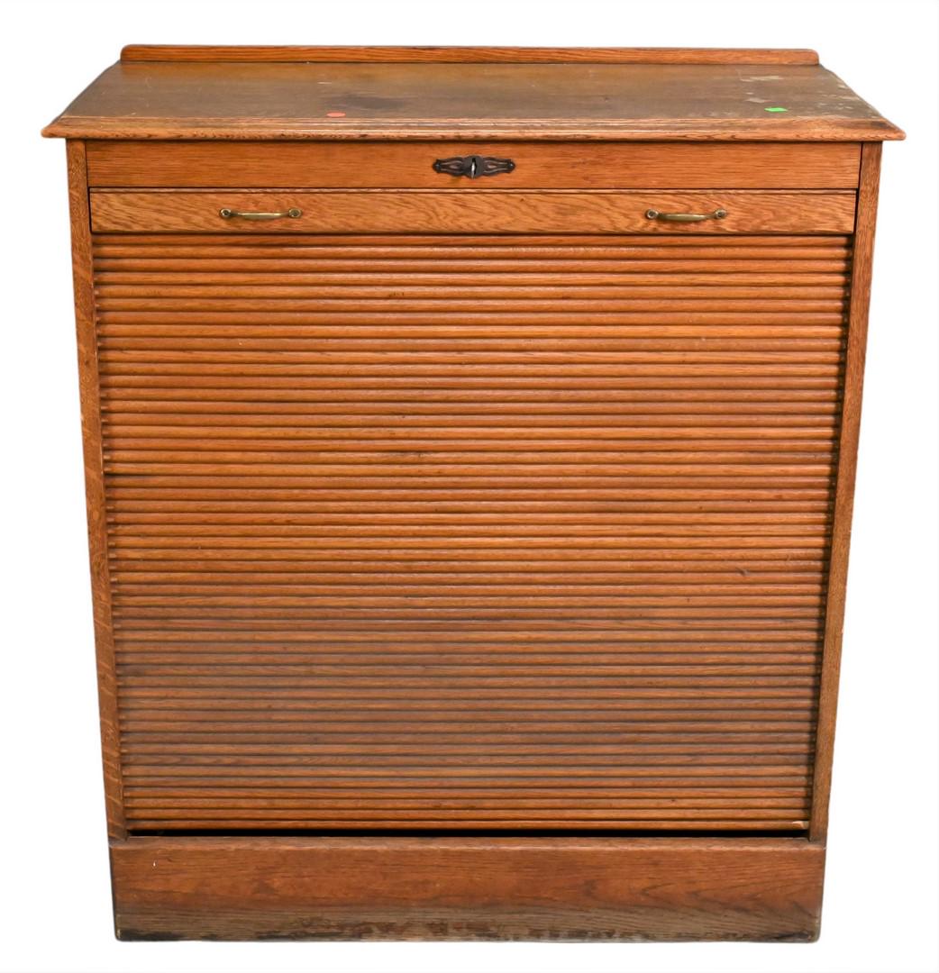 Victorian Oak Roll Door Cabinet (1 of 4)