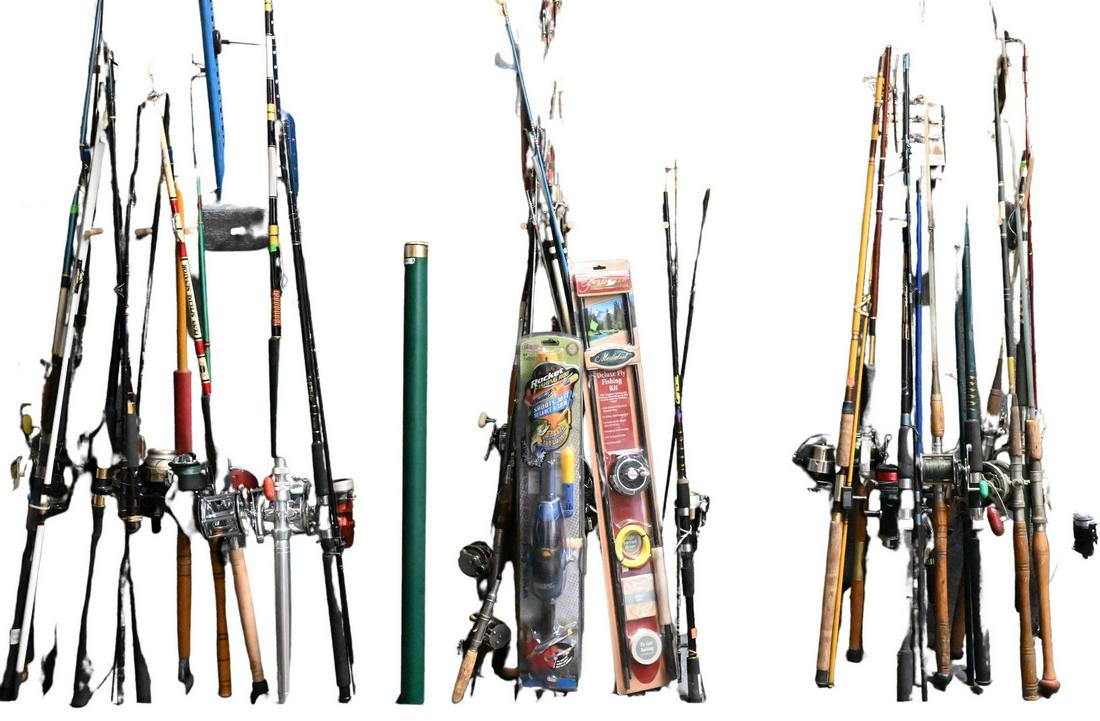 Large Group of Approximately 30 Salt And Freshwater Fishing Rods: Large Group of Approximately 30 Salt And Freshwater Fishing Rods. Provenance: Estate of Peter Tillou, Litchfield, Connecticut.