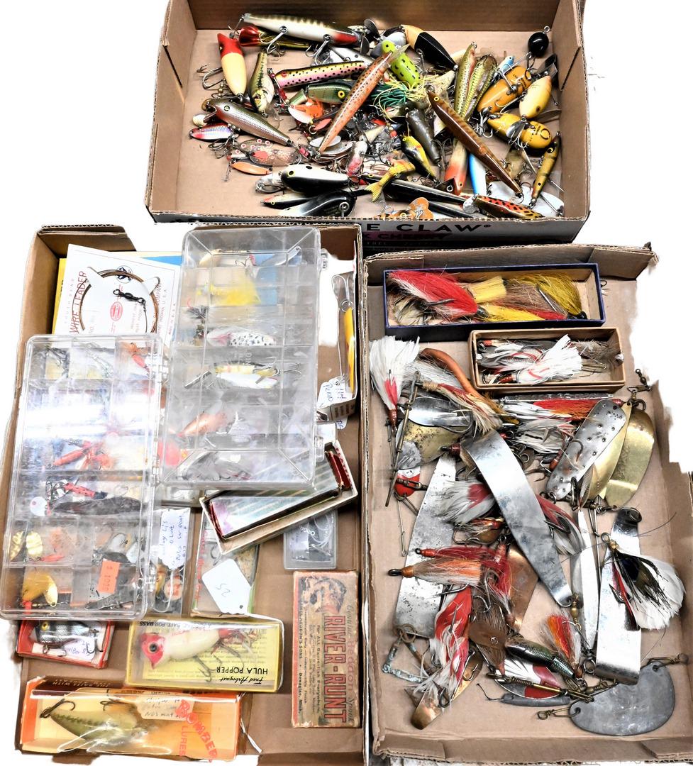Large Group of Fishing Lures and Flies: Large Group of Fishing Lures and Flies. Provenance: Estate of Peter Tillou, Litchfield, Connecticut.