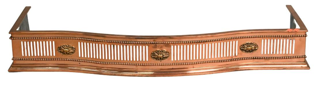 Copper Pierced Fire Fender: Copper Pierced Fire Fender, 19th century, height 6 inches, width 42 1/2 inches. Provenance: Estate of Peter Tillou, Litchfield, Connecticut.