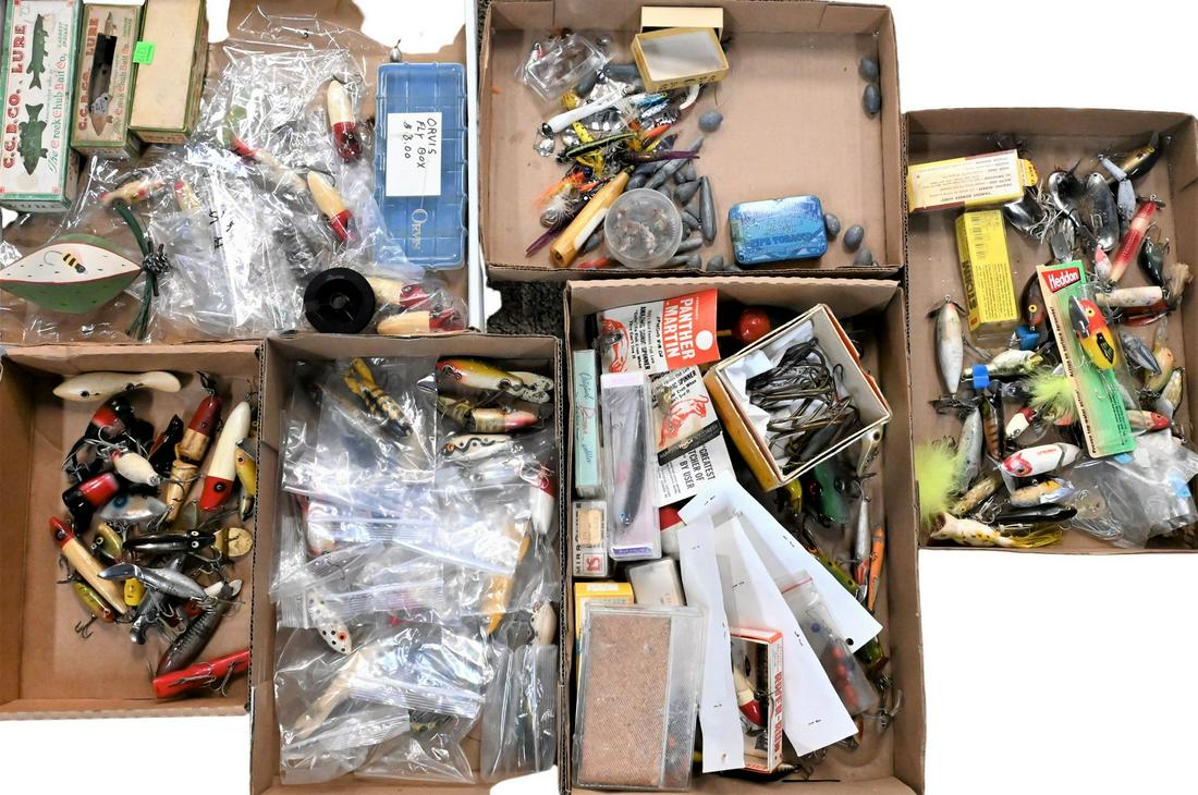 Large Group of Fishing Lures and Bait: Large Group of Fishing Lures and Bait, including flys. Provenance: Estate of Peter Tillou, Litchfield, Connecticut.