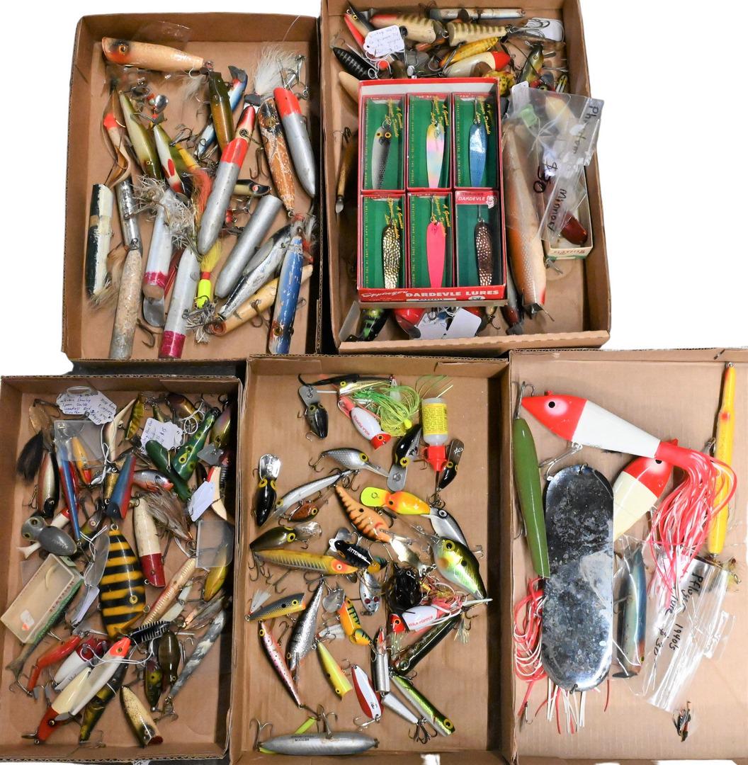 Large Group of Fishing Lures: Large Group of Fishing Lures, some in original boxes. Provenance: Estate of Peter Tillou, Litchfield, Connecticut.