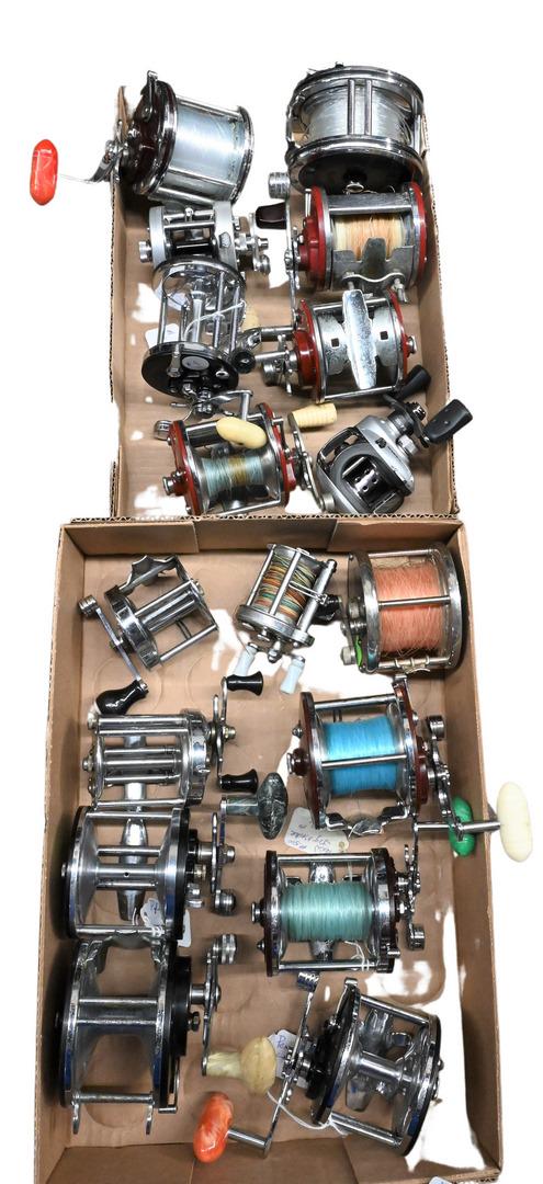 Lot of Approximately 17 Penn Reels: Lot of Approximately 17 Penn Reels, models include Surfmaster, Super Mariner, Senator, along with others. Provenance: Estate of Peter Tillou, Litchfield, Connecticut.