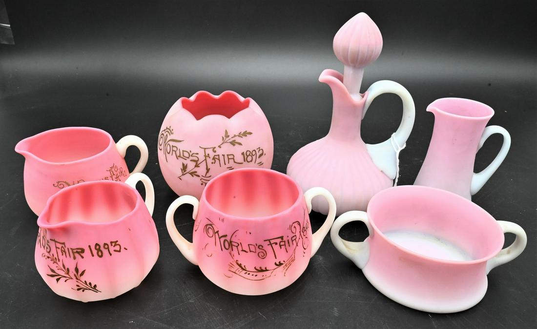 Seven Piece Lot Of Mt. Washington Burmese Glass (1 of 3)