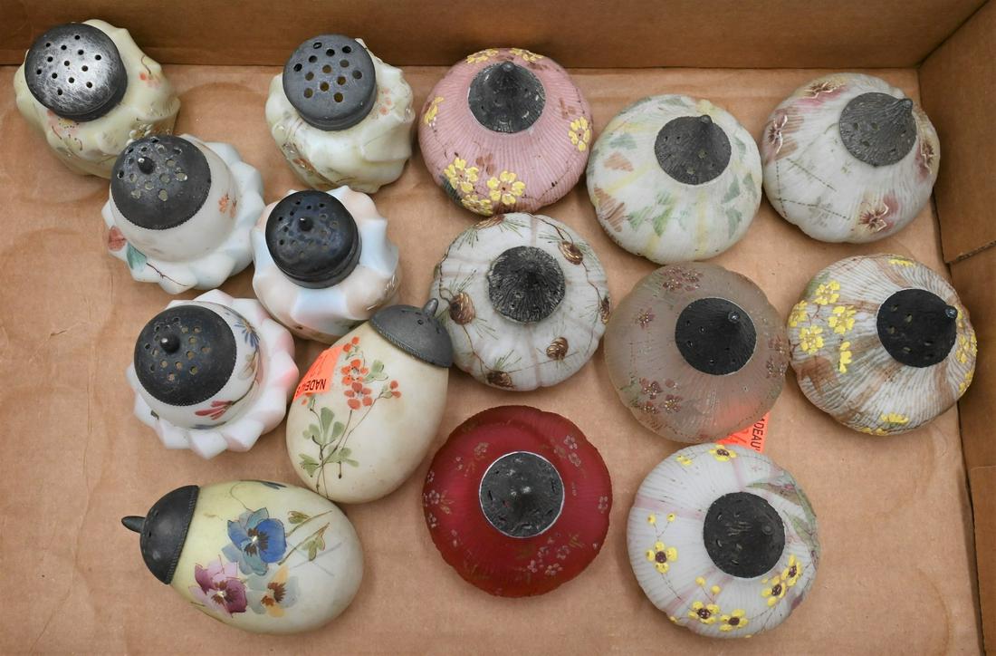Group of Approximately 13 Mt. Washington Glass Salt and Pepper Shakers (1 of 1)