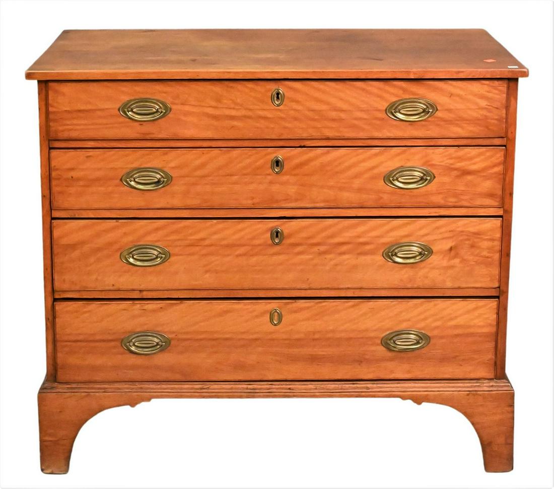 Birch Chippendale Four Drawer Chest: Birch Chippendale Four Drawer Chest, on bracket feet, height 33 1/2 inches, top 19" x 38 1/2".